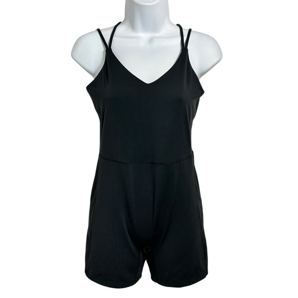 All in Motion Black Athletic Bodysuit Short Sz M Strappy Seamless Jumpsuit - Picture 4 of 6